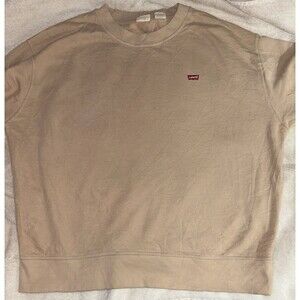 Levi’s Retro Tan Crewneck Sweatshirt Logo Pullover Men’s L Neutral Cozy (A3a)